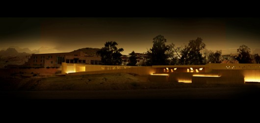 Night view from the Wadi. Image © maisam architects & engineers