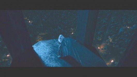 Similar to Game of Throne's Sky Cell, in Lord of the Rings Gandalf is imprisoned by being abandoned on a tall platform. Image © New Line Cinema & WingNut Films