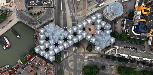 Piet Blom's Cube Houses - Rotterdam, The Netherlands. Image Courtesy of DigitalGlobe