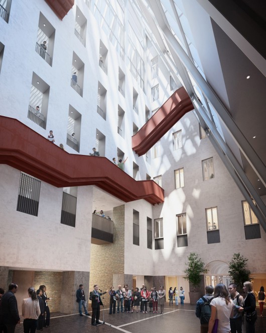 Internal courtyard. Image Courtesy of O'Donnell + Tuomey / Central European University
