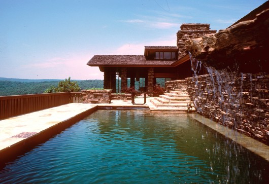 Alexander Residence (Raheen) Swimming Pool. Image © Fay Jones Collection, Special Collections, University of Arkansas Libraries