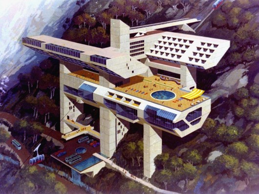 Miguel Rodrigo Mazuré (Peruvian, 1926–2014). (Peruvian, 1926–2014). Hotel in Machu Picchu, Machu Picchu (Project). 1969. Perspective. © Archivo Miguel Rodrigo Mazuré