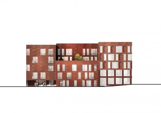 Nuances in the facade breaks down the scale of the builing in the context. Image © ADEPT