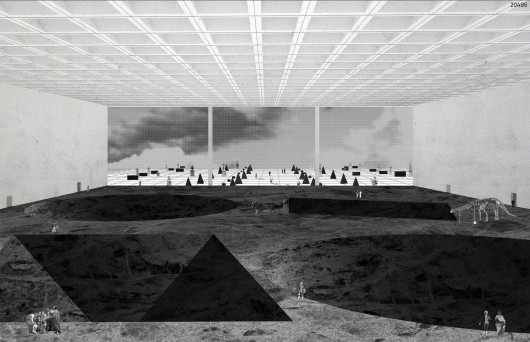Honorable Mention: “The Museum of Lost Volumes” / Neyran Turan, Melis Ugurlu, and Anastasia Yee. Image © Blank Space