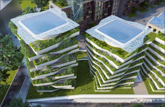 Landscape balconies. Image Courtesy of Vincent Callebaut Architecture
