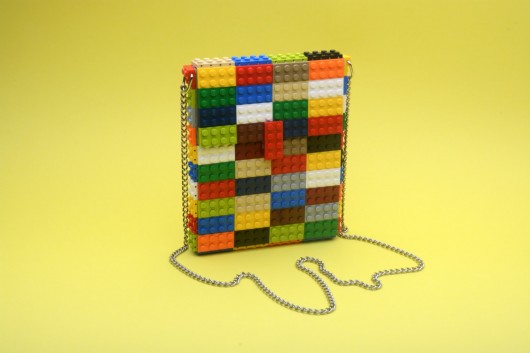 Multicolor hip clutch on a chain made entirely with LEGO® bricks by agabag. Image via Etsy