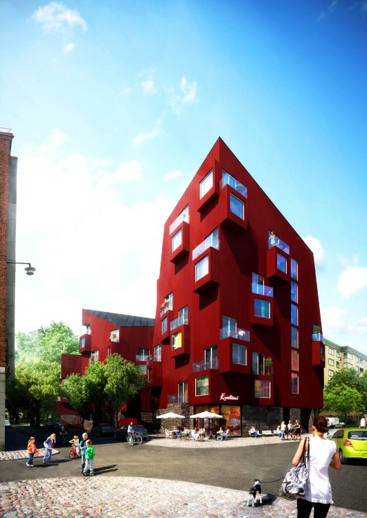 Intersection of Tengdahlsgatan and Barnängsgatan. Image Courtesy of Utopia Arkitekter