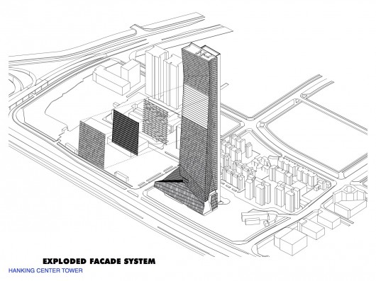 Exploded Facade System. Image © Morphosis Architects