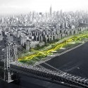 BRONZE: BIG, in collaboration with the City of New York, proposes a protective ribbon in Southern Manhattan using a series of raised berms and other measures to create public spaces along the water's edge, forming a large-scale integrated flood protection system. Image Courtesy of Holcim Foundation