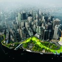 BRONZE: View of BIG U from The Battery in the financial district. Berms are strategically located to protect the infrastructure below and create a protective upland landscape. Image Courtesy of Holcim Foundation