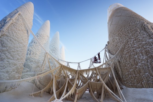 Gaudi's Sagrada Familia in ice . Image © Bart van Overbeeke