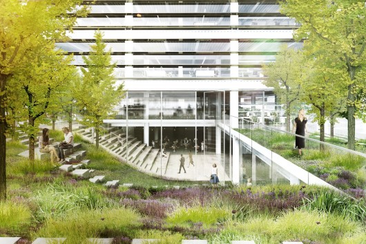 One of the design's rooftop gardens. Image © DBOX, Courtesy of BIG